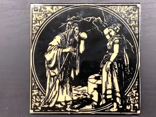 Circa 1880 Minton, Hollins & Co. Tile Of Rebecca At The Well Biblical 6 x 6”