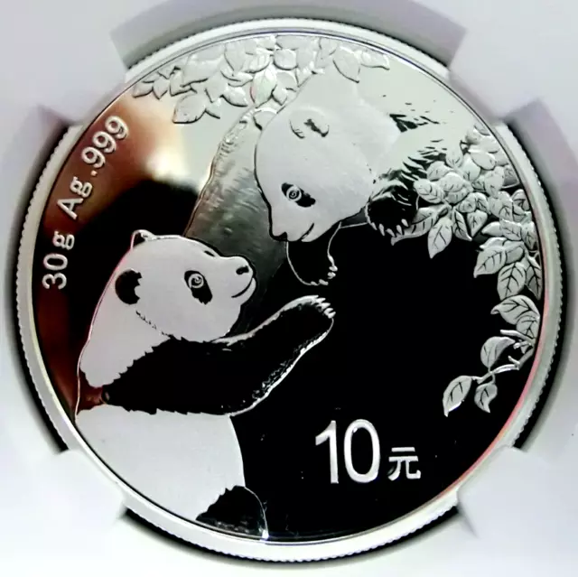 NGC MS70-China 2023 Panda 40th Anniv. Silver 10 Yuan Perfect GEMBU Scarce