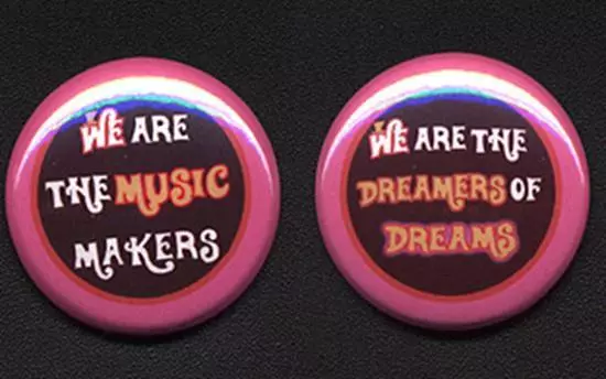 WONKA MUSIC MAKERS Badges two Button Pins set - COOL !  -  25mm and 56mm size!