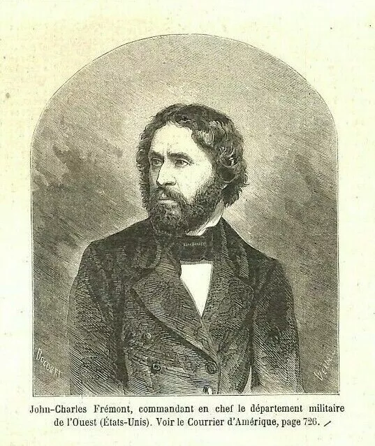 Usa / John Charles Fremont / Commandant De L'ouest / Gravure Engraving 1861