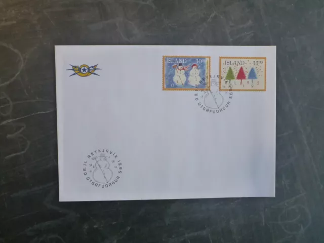 1995 Iceland Christmas Set 2 Stamps Fdc First Day Cover