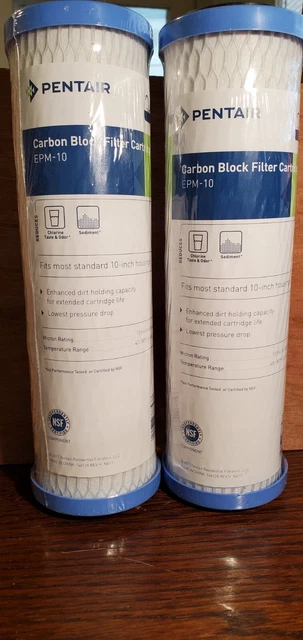 (2) Cartucho de filtro de agua bloque de carbono Pentair EPM-10 micras nuevo de lote antiguo