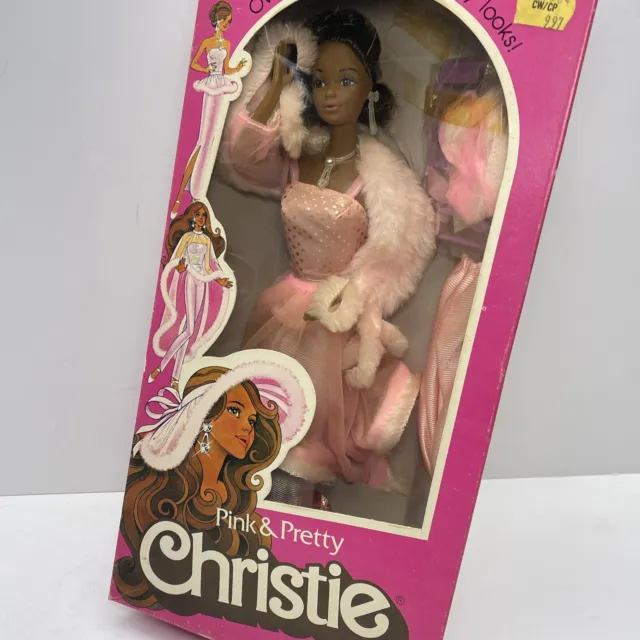 PINK & PRETTY CHRISTIE Barbie Mattel #3555 African American Black Doll VTG 1981