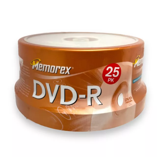 Memorex DVD-R Blank Recordable Discs 16X 4.7GB 120Min 25 Disc Spindle New Sealed