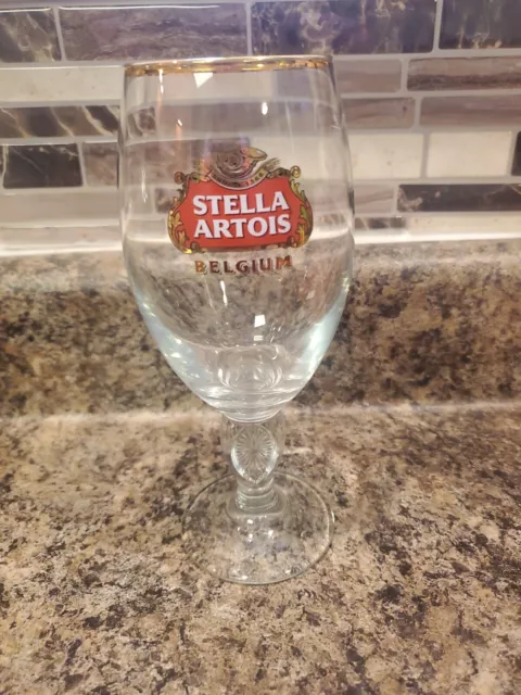 Stella Artois RARE 2012 Americas Cup Gold Rim Chalice Beer Glass  33 CL NEW.