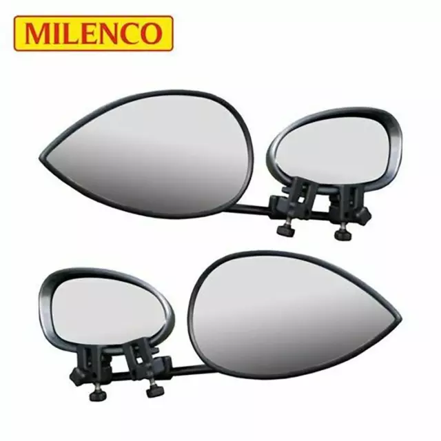 2x Milenco Aero 4 Towing Mirrors Caravan Trailer Convex Glass +Storage/Carry Bag