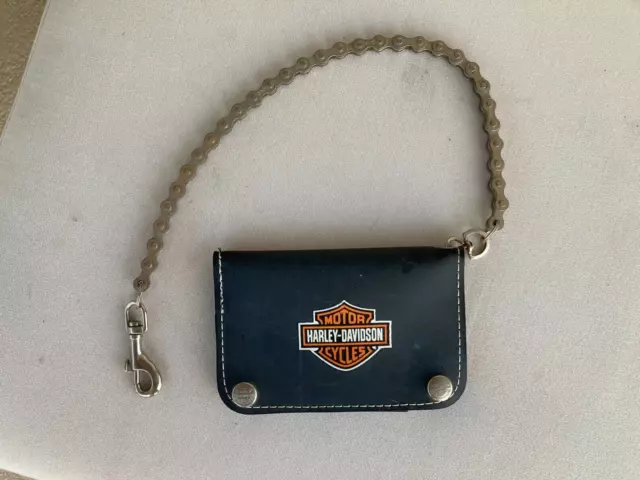 mens harley davidson leather chain wallet vintage