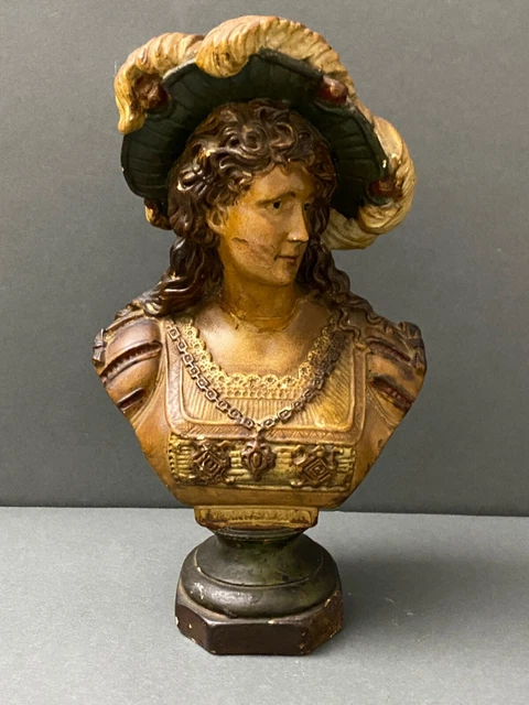 Paire de bustes en plâtre polychrome Fausto et Margherita Acanuti XXe H6198 9