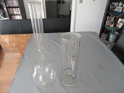 2 Medizinische Glasgefäße Kolben Zylinder Schott ua   Labor Apotheke vintage rar 4