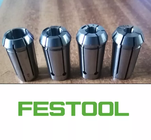 Festool Router Collet Set 1/2", 1/4", 3/8" & 8mm for OF1400, OF2000, OF2200