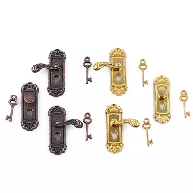 1pc Cute Vintage DIY Accessories Key 1/12 Dollhouse Miniature Door Lock Mini