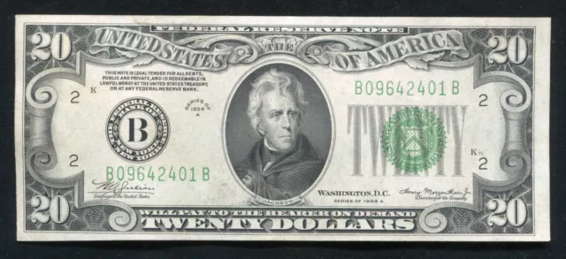 1934-A $20 Frn Federal Reserve Note New York, Ny Gem Uncirculated