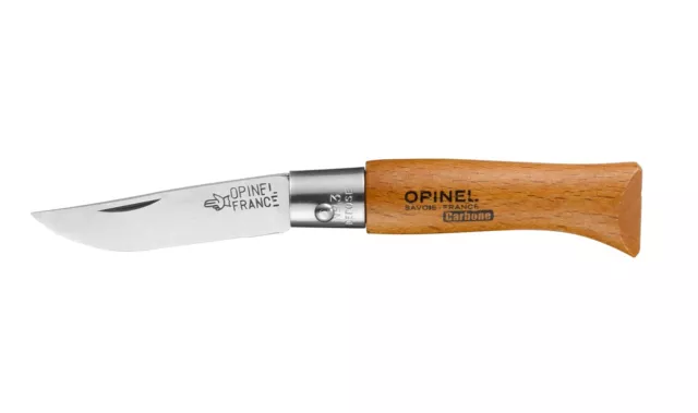 1 x couteau OPINEL 3 ACIER carbon steel knife blade manche hetre folding