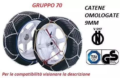 Kit Coppia Catene Da Neve Omologate V5117 9 Mm Gruppo 70 Gomme : 195 50 R16