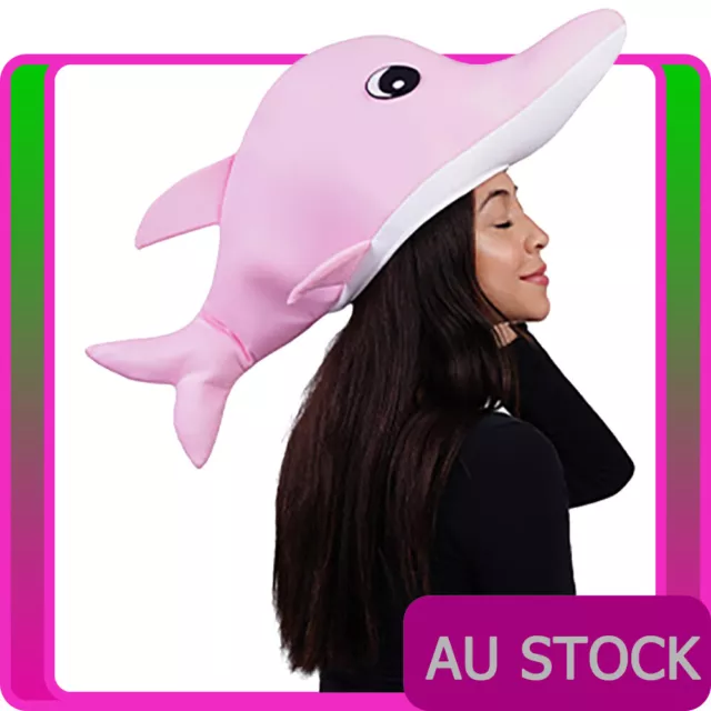 Pink Dolphin Hat Cap Sea Animal Headgear Adorable Costume Funny Plush Party