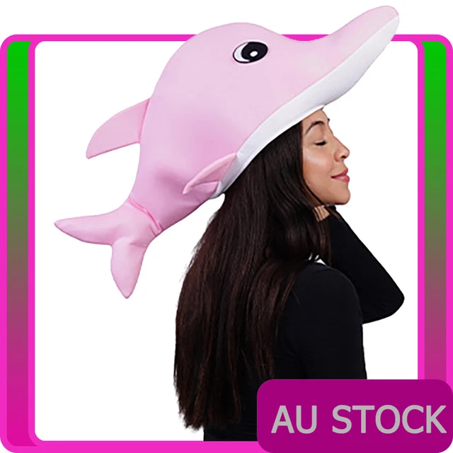 Pink Dolphin Hat Cap Sea Animal Headgear Adorable Costume Funny Plush Party Pink Dolphin Hat Cap Sea Animal Headgear Adorable Costume Funny Plush Party