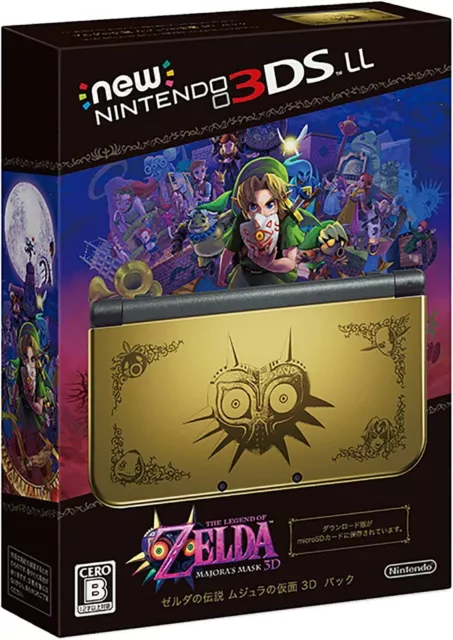 NINTENDO 3DS LL CONSOLE Legend Zelda Majora's Mask Edition Black & Gold ...