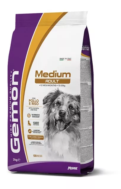 Gemon Monge CANE Adult MEDIUM con POLLO e RISO Crocchette per cani 15 Kg