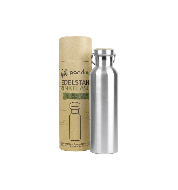 PANDOO Edelstahl Trinkflasche isoliert | 750 ml | Silikon, Edelstahl