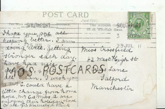 Genealogy Postcard - Crossfield - Cross Lane - Salford - Manchester - Ref 8918A