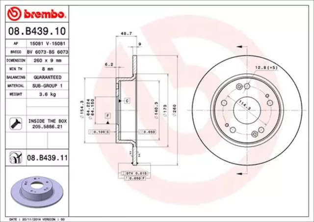 2x BREMBO Bremsscheibe PRIME LINE - UV Coated 08.B439.11 für HONDA ACCORD 7 CL