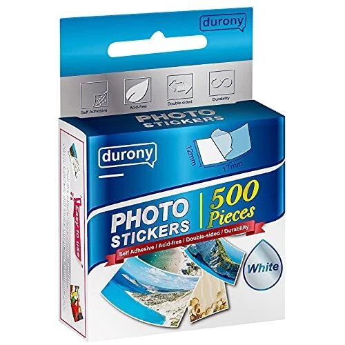 durony 500 Pieces Photo Sticker White Double-Sided Self Adhesive Photo Tapes ...