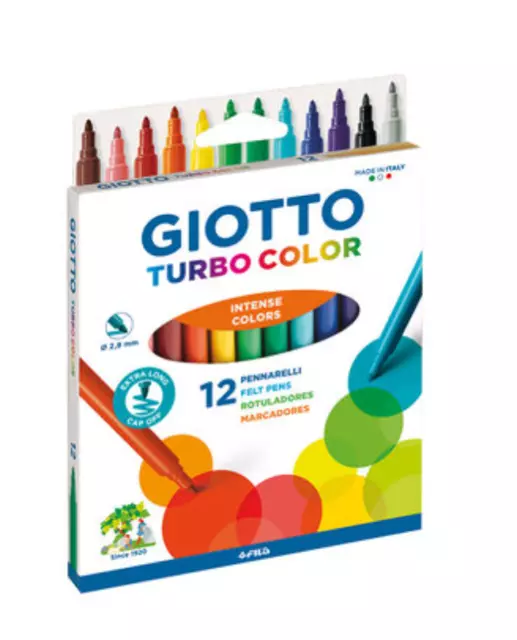 Turbo Color Markers 12 Units | Giotto | Washable ink