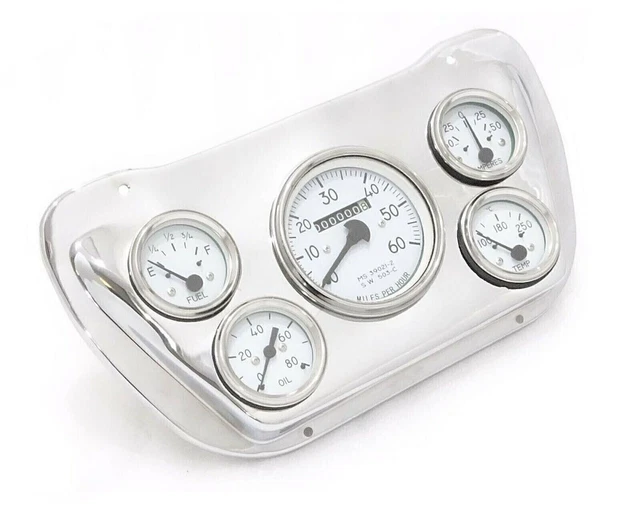 PANEL DASH GAUGE Instrument Cluster+Mounting Plate Chrome For Willys
