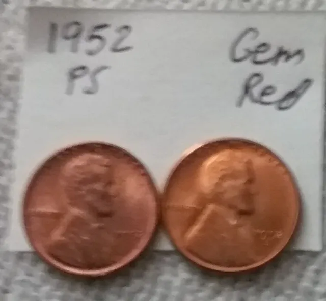1952 PS Lincoln Wheat Cents Gem BU Uncirculated Pennies