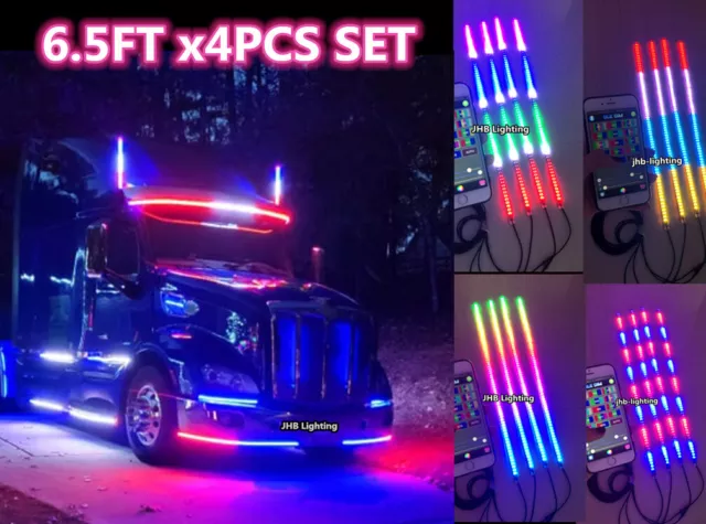 JHB 4PCS 6.5FT IP68 DOUBLE ROW LED Remote + Bluetooth CHASING Flow Strips Lights
