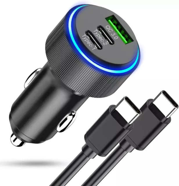 Caricabatterie Auto USB C 66W, PD&QC3.0 Adattatore Presa Accendisigari Ricarica