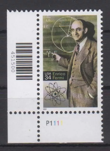 US STATI UNITI 2001 Enrico Fermi Congiunta Italia con Codice a Barre MNH**