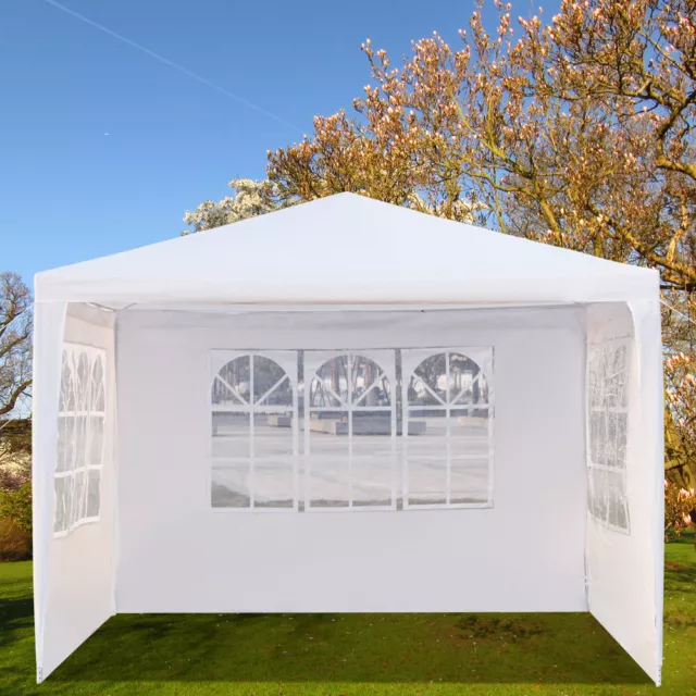 3x3M Heavy Duty Gazebo Marquee Strong Waterproof Garden Patio Party Tent 3 Sides