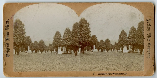Cemetery Port Washington Ohio Vintage Stereoview Photo by F.E. Schwab