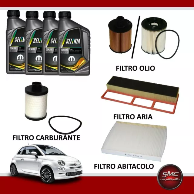 Kit Tagliando Fiat Panda 500 1.3 Multijet kw 55 51 + 4 L Selenia 5W40 Misti