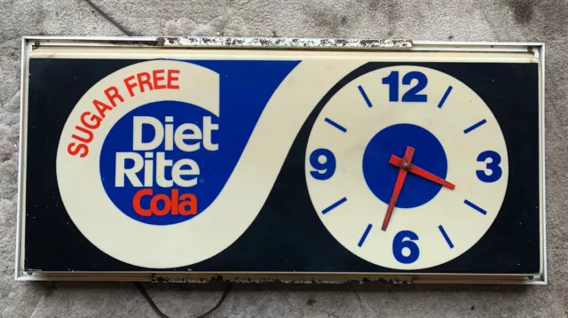 Rare Vintage Sugar Free Diet Rite Cola Advertising Clock Lighted Sign