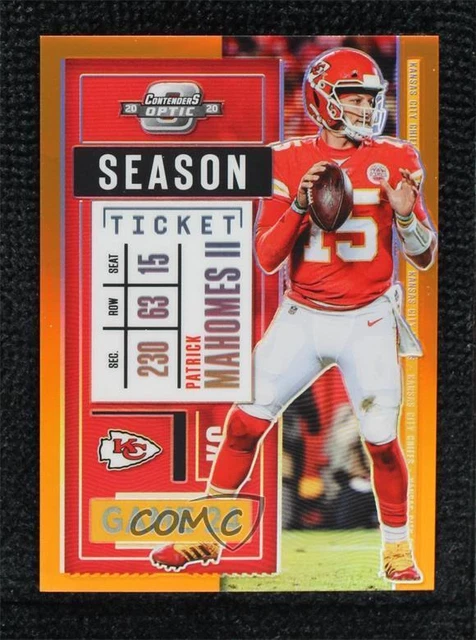 2020 Panini Contenders Optic Season Ticket Orange 43/50 Patrick Mahomes II #28