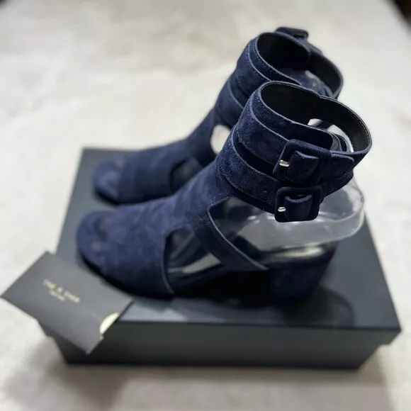 Rag & Bone Madison Navy suede sandal womens size 6.5 B
