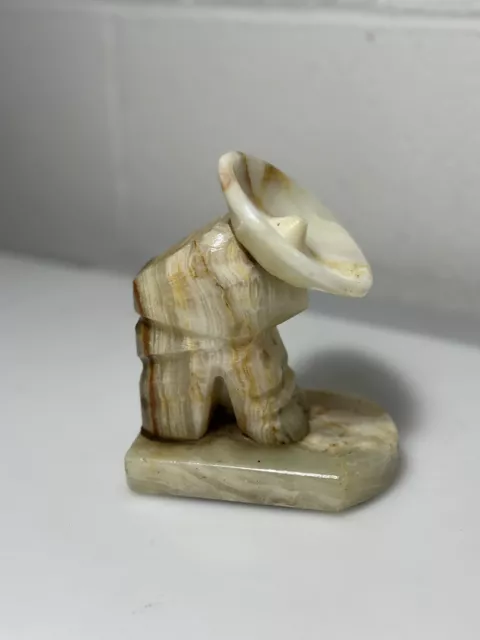 Hand Carved Alabaster Onyx Marble Mexican Man With Hat Book End 5" (z30)