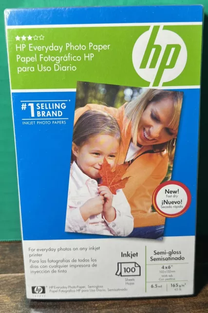 HP Everyday Photo Paper 100 sheets Semi-Gloss 4x6 Inkjet - New In Box