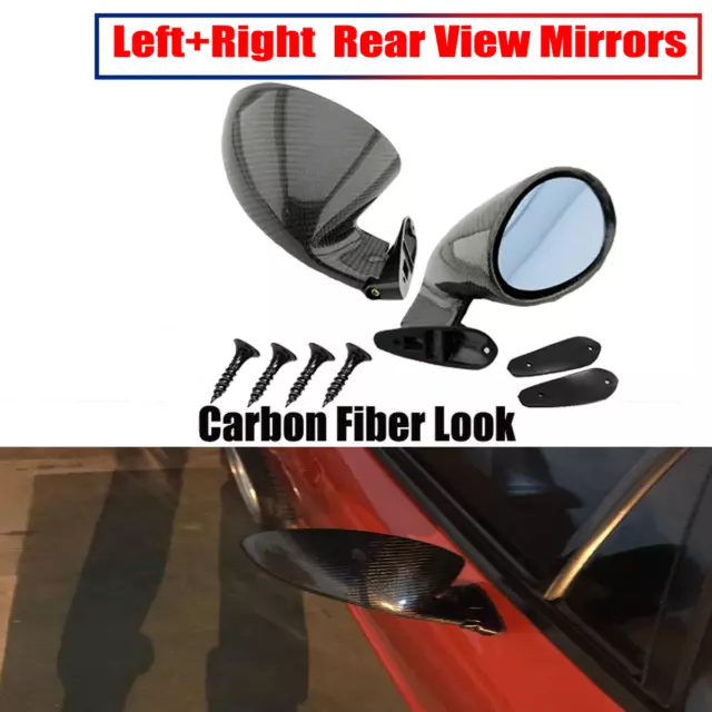 2x Car Rearview Mirror Cover Auto Side Wing Mirror Trim Shell Carbon Fiber Look