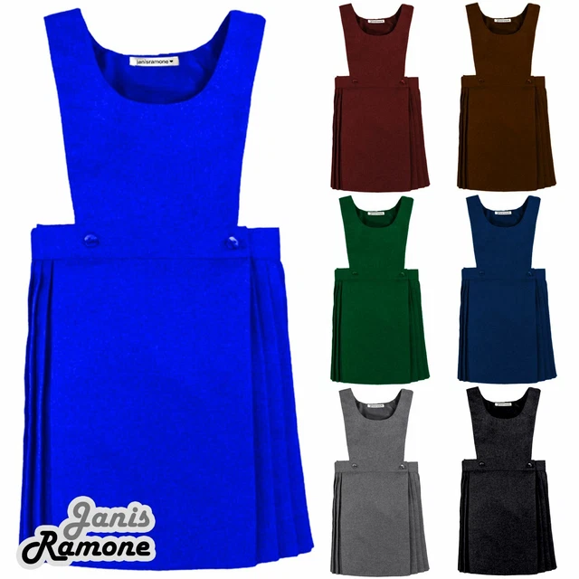 Ragazze Bambini Avvolgere Over Pieghe Bavaglino Pinafore Scuola Uniforme Vestito