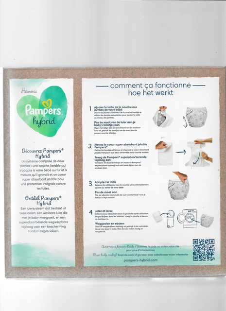 PAMPERS Hybrid de 3 kgr à 16 kgr Kit de 15 Coeurs Absorbants et 1 Couche Lavable 2