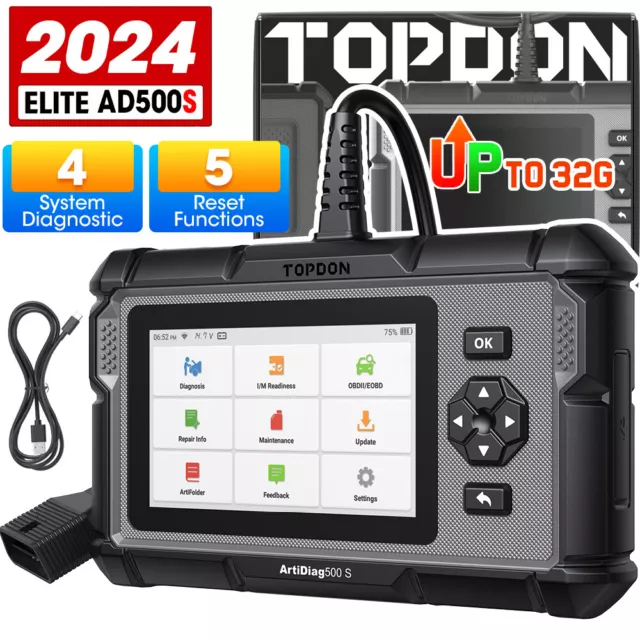 TOPDON AD500S OBD2 Scanner ABS SRS Engine AT Diagnostic Tool BMS DPF Code Reader