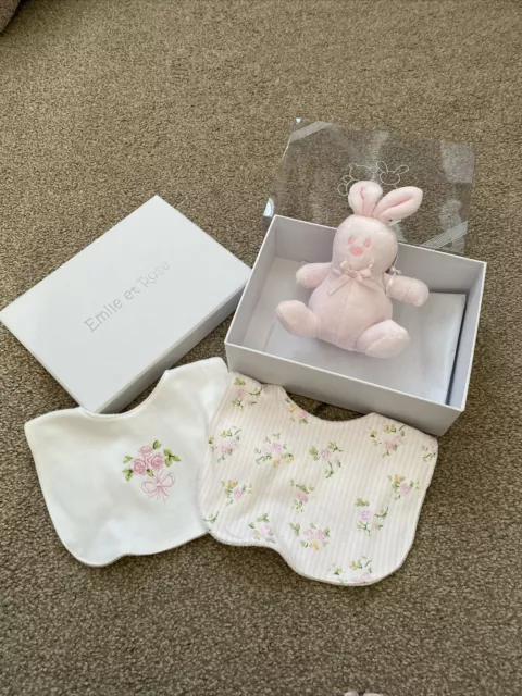 Brand New Emile et Rose Pink Bib Gift Set