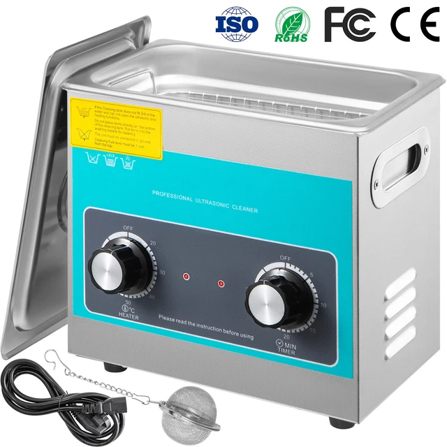 VEVOR Knob Ultrasonic Cleaner Ultrasonic Cleaning Machine 3L 304 Stainless Steel