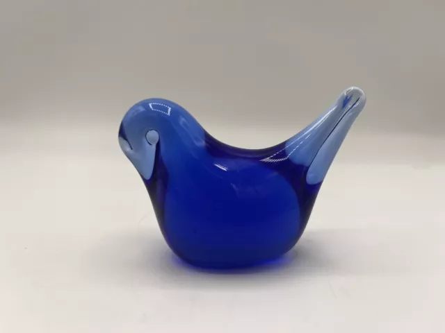 Bluebird of Happiness Art Glass Figurine Paperweight 4” Cobalt Sapphire blue