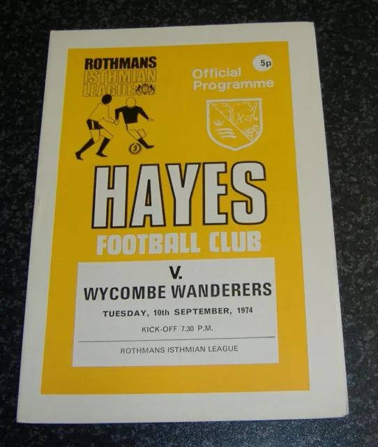 Hayes v Wycombe Wanderers 1974/75