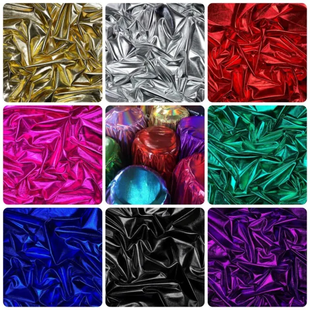 Premium Metallic Lycra Fabric 4Way Stretch Poly Spandex Shiny Dancewear Material