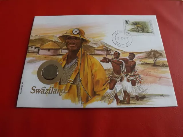 * Swaziland Numisbrief 1989 *  mit 5 Cent 1986 (ALB21)